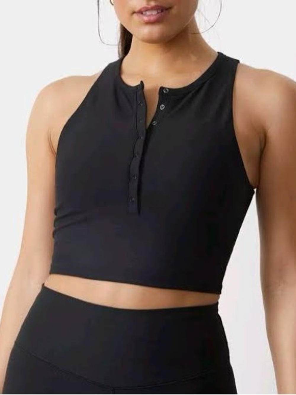 ypb black henley crop tank top